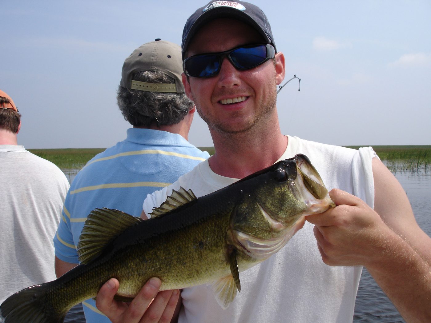 A bass caught on a handmade Timberwolf in-line spinner.