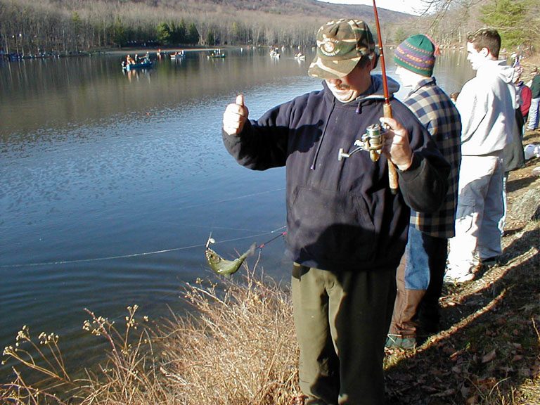 A trout caught on a handmade Timberwolf in-line spinner.