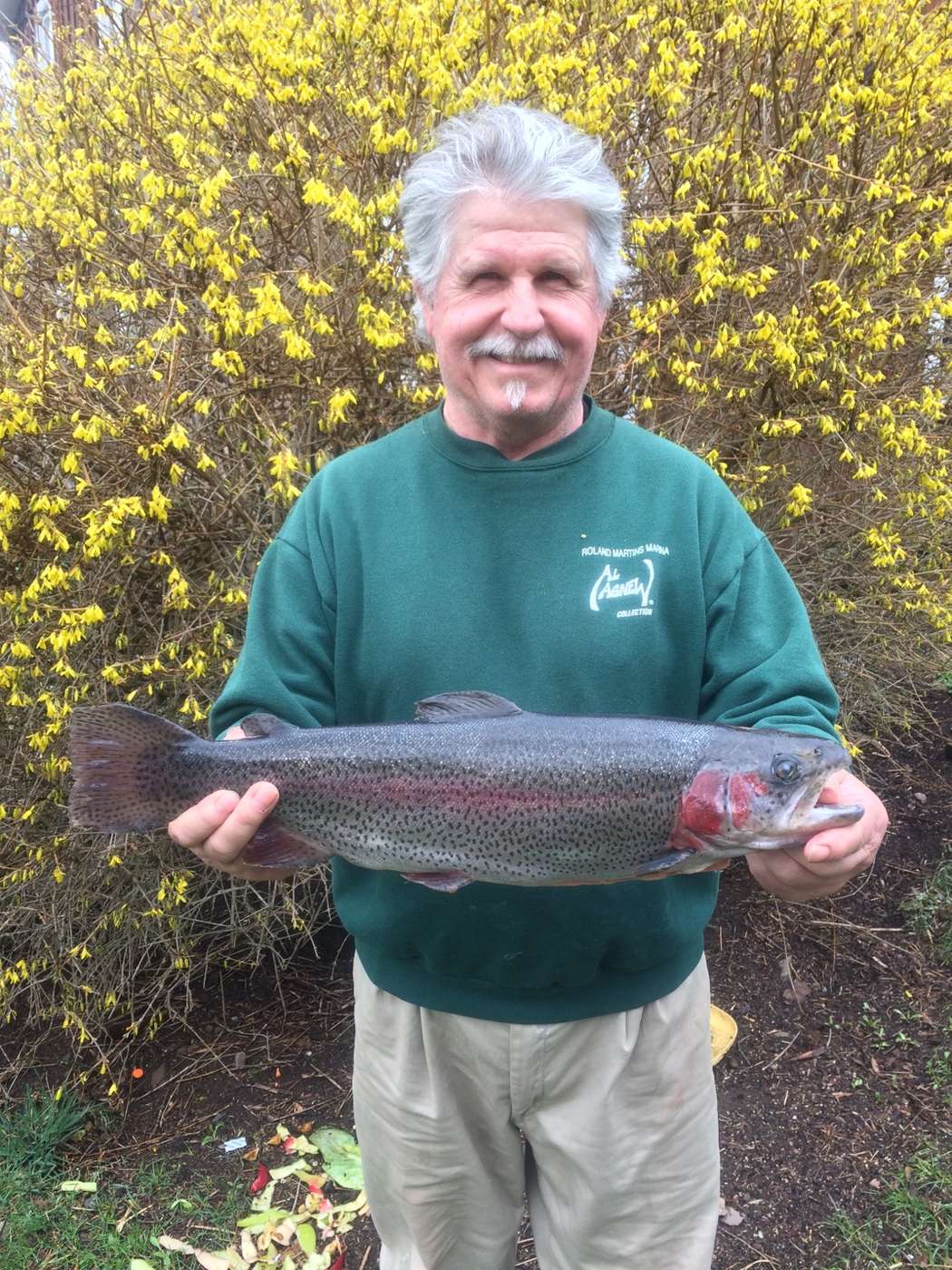 A trout caught on a handmade Timberwolf in-line spinner.